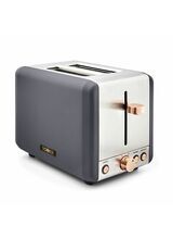 TOWER Cavaletto 850W 2 Slice Toaster Stainless Steel Grey with Rose Gold Controls
