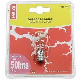 Wellco 10W SES E14 Pygmy Appliance Lamp Fridge Bulb