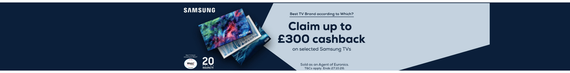 Save up to £300 cashback on selected Samsung Models