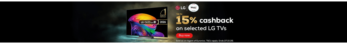 Up to 15% cashback on selected Televisions