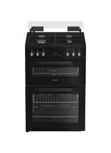 HOTPOINT HTG6GDCB1 60cm Gas Twin Cavity Cooker with Glass Lid - Black