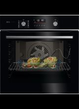 AEG GA5CB50FAB 59.5cm Built In Electric Single Oven - Gloss Black with Steel Trim