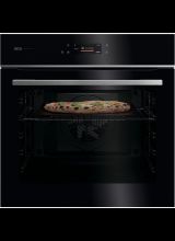 AEG GX7PB63FSB 59.6cm Built In Electric Single Oven - Gloss Black with Steel Trim