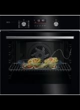 AEG GA5PB50FAB 59.5cm Built In Electric Single Oven - Gloss Black with Steel Trim