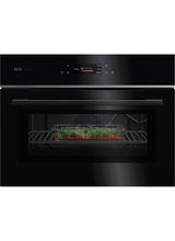 AEG GK7NK62FB 59.5cm Compact Combi Microwave Oven - Gloss Black with Steel Trim