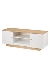 VENICE White TV Cabinet with Light Oak Top and Base VEN-1200-WHT