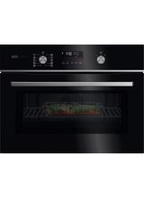AEG GK6NK40FB 59.5cm Compact Combi Microwave Oven - Gloss Black with Steel Trim