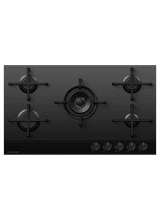 FISHER &amp; PAYKEL CG905DLPGB4 90cm 5 Burner LPG Gas Hob - Black Glass