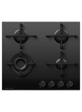 FISHER &amp; PAYKEL CG604DNGGB4 60cm 4 Burner Gas Hob - Black Glass