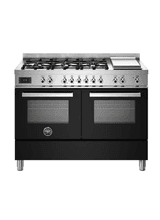Bertazzoni Professional 120cm Range Cooker Twin Dual Fuel Black PRO126G2ENET