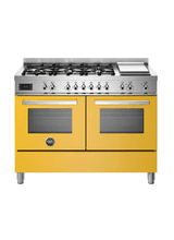 Bertazzoni Professional 120cm Range Cooker Twin Dual Fuel Yellow PRO126G2EGIT