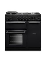 RANGEMASTER AURA90DFPCBL/YX1 Aura 90cm Dual Fuel Range Cooker Charcoal Black with Onyx Trim