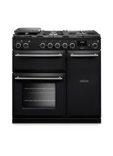 RANGEMASTER AURA90DFPCBL/BN1 Aura 90cm Dual Fuel Range Cooker Charcoal Black with Brushed Nickel Trim