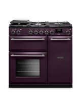 RANGEMASTER AURA90DFPPLM/BN1 Aura 90cm Dual Fuel Range Cooker Plum with Brushed Nickel Trim