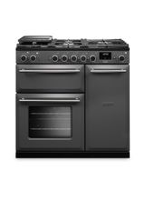 RANGEMASTER AURA90DFPSLT/BN1 Aura 90cm Dual Fuel Range Cooker Slate with Brushed Nickel Trim