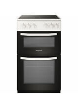 HOTPOINT HD5V92KCW 50cm Ceramic Twin Cavity Cooker White