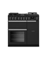 RANGEMASTER PRDL90DFPCBL/CM1 Professional Deluxe 90 Dual Fuel Charcoal Black with Chrome Trim