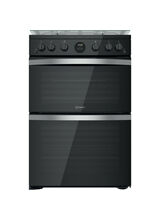 Indesit ID67G0MCBUK 60CM Gas Double Cooker Black