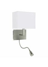 SEARCHLIGHT Oblong Satin Silver Wall Light White Shade