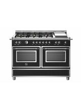 Bertazzoni Heritage 120cm Range Cooker Twin Oven Dual Fuel Black HER126G2ENET
