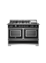 Bertazzoni Heritage 120cm Range Cooker Twin Oven Dual Fuel Black HER126G2ENET2