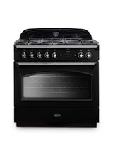 RANGEMASTER CLAS90FXDFFBL/C Classic FX 90 Dual Fuel Range Cooker Black with Chrome Trim
