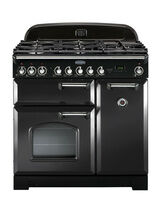 RANGEMASTER CDL90DFFCB/C Classic Deluxe 90 Dual Fuel Charcoal Black with Chrome Trim