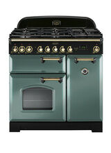 RANGEMASTER CDL90DFFMG/B Classic Deluxe 90 Dual Fuel Mineral Green with Brass Trim