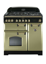 RANGEMASTER CDL90DFFOG/B Classic Deluxe 90 Dual Fuel Olive Green with Brass Trim