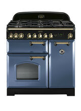RANGEMASTER CDL90DFFSB/B Classic Deluxe 90 Dual Fuel Stone Blue with Brass Trim