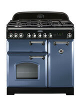 RANGEMASTER CDL90DFFSB/C Classic Deluxe 90 Dual Fuel Stone Blue with Chrome Trim