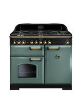 RANGEMASTER CDL100DFFMG/B Classic Deluxe 100cm Dual Fuel Mineral Green with Brass