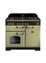 RANGEMASTER CDL100DFFOG/B Classic Deluxe 100cm Dual Fuel Olive Green with Brass