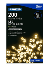 Status STOCKHOLM200MWW 200 Warm White Indoor/Outdoor LED Chaser Lights