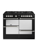 STOVES 444411477 Sterling Deluxe D1100DF Gas Through Glass Dual Fuel Range Cooker Black NEW FOR 2023