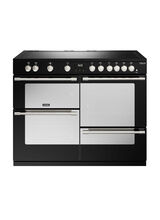 STOVES 444411479 Sterling Deluxe D1100EI Electric Induction 110cm Range Cooker Black Rotary Controls NEW FOR 2023