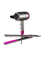 CARMEN C81181 Neon DC Pro Keratin Hair Dryer and Ceramic Straightener Neon Pink and Graphite Grey