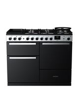 RANGEMASTER EDDLO110DFGBLK/CM1 Edge Deluxe 110cm Dual Fuel Range Cooker - Black Glass with Chrome Trim
