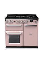 RANGEMASTER ESDL100DFPPPK/CM1 Estel Deluxe 100cm Dual Fuel Range Cooker - Pale Pink with Chrome Trim