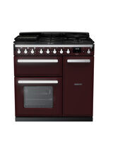 RANGEMASTER ESDL90DFPBOR/CM1 Estel Deluxe 90cm Dual Fuel Range Cooker - Bordeaux with Chrome Trim