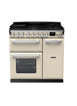 RANGEMASTER ESDL90DFPPCR/CM1 Estel Deluxe 90cm Dual Fuel Range Cooker - Pale Cream with Chrome Trim