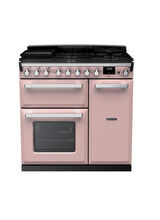 RANGEMASTER ESDL90DFPPPK/CM1 Estel Deluxe 90cm Dual Fuel Range Cooker - Pale Pink with Chrome Trim