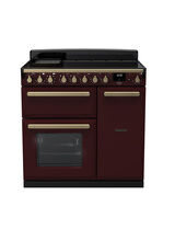 RANGEMASTER ESDL90EIPBOR/AB1 Estel Deluxe 90cm Induction Range Cooker - Bordeaux with Antique Brass Trim