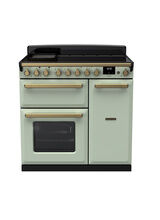 RANGEMASTER ESDL90EIPMNT/AB1 Estel Deluxe 90cm Induction Range Cooker - Mint with Antique Brass Trim