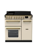 RANGEMASTER ESDL90EIPPCR/AB1 Estel Deluxe 90cm Induction Range Cooker- Pale Cream with Antique Brass Trim