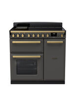 RANGEMASTER ESDL90EIPSLT/AB1 Estel Deluxe 90cm Induction Range Cooker - Slate with Antique Brass Trim