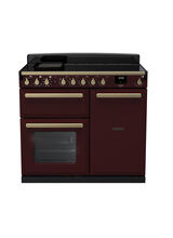 RANGEMASTER ESDL100EIPBOR/AB1 Estel Deluxe 100cm Induction - Bordeaux with Antique Brass Trim