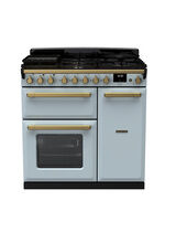 RANGEMASTER ESDL90DFPMSB/AB1 Estel DLX 90 Dual Fuel Range Cooker - Misty Blue/Brass