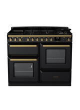 RANGEMASTER ESDLO110DFPGBL/AB1 Estel Deluxe 110cm OC Dual Fuel Range Cooker - Gloss Black/Brass