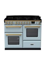 RANGEMASTER ESDLO110DFPMSB/AB1 Estel Deluxe 110cm OC Dual Fuel Range Cooker - Misty Blue/Brass